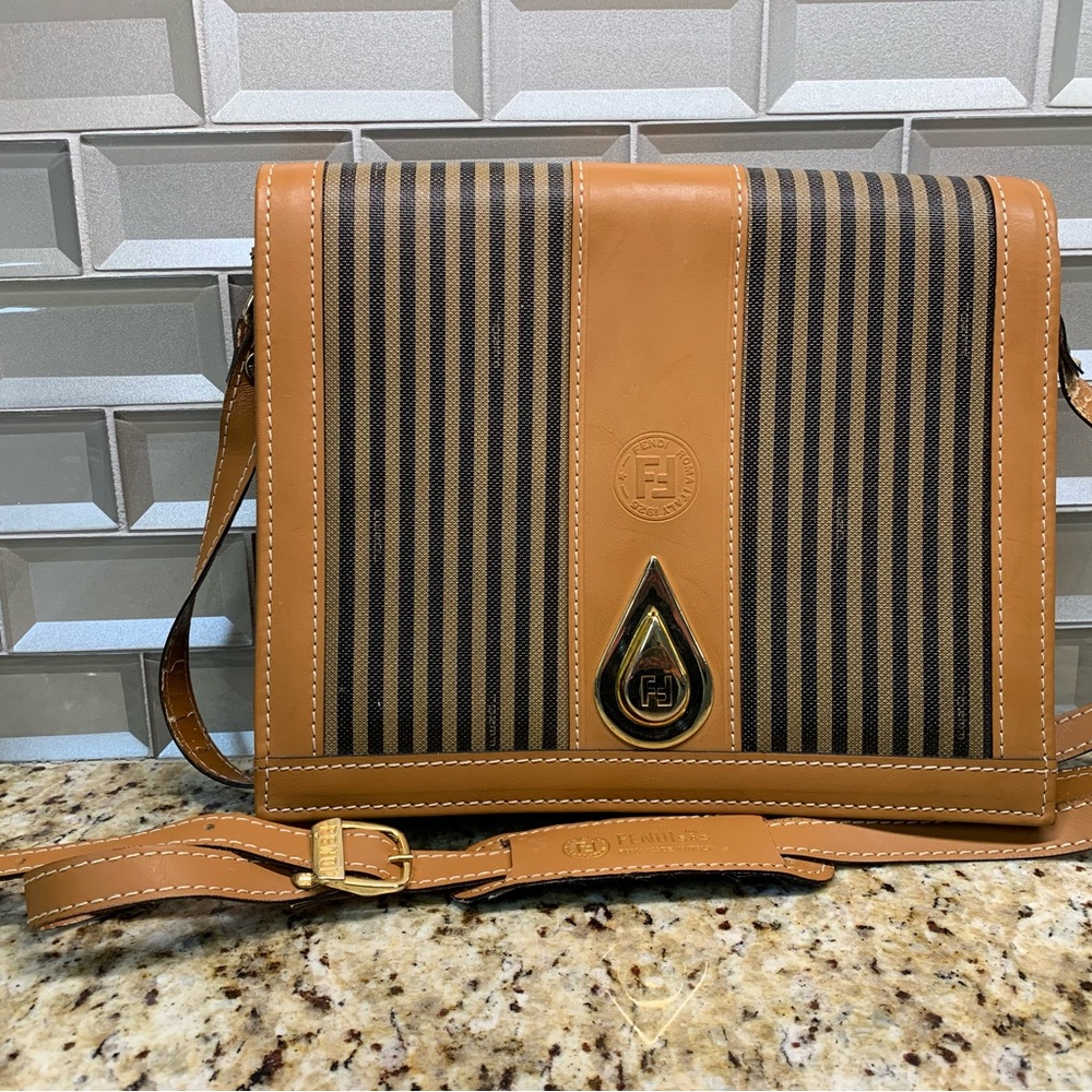 Fendi Vintage Stripe Crossbody Bag Purse